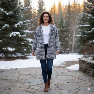 Vintage Bridge Gate Womens Size 3X Geometric Print Cardigan Sweater Aztec Cozy